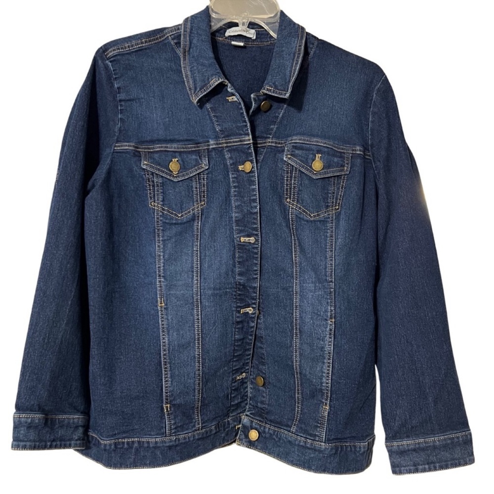 Coldwater Creek Deep Blue Jean Jacket with embroidery